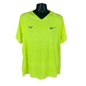 Nike Court Rafa Nadal Dri-Fit ADV Tennis Shirt FD5409-100 Men's 2XL Volt Green